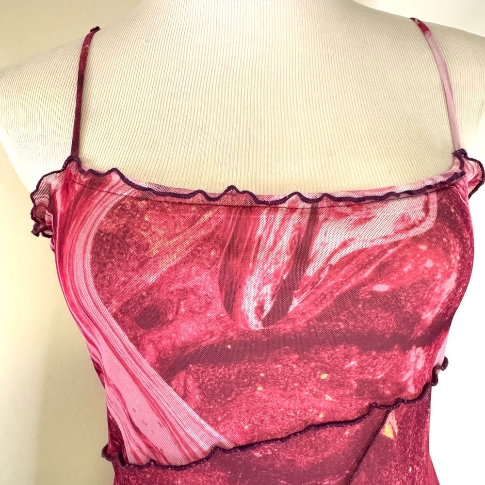 Urban Outfitters Red and Pink Mesh Dress